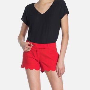 J. Crew Linen Cotton Blend Scalloped Red Spring Summer Shorts - Size 2 4 inch